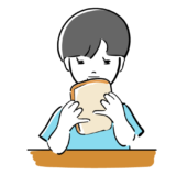 パンを食べる子供の無料イラスト素材