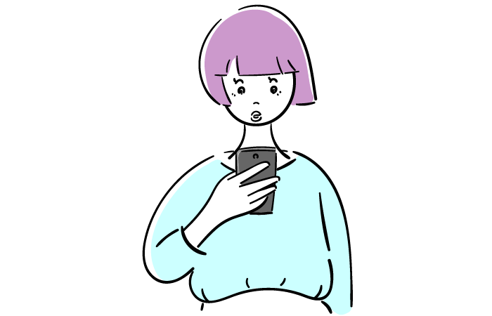 歩きスマホをする女性のフリーイラスト素材 おしゃれでかわいいフリーイラスト素材 イラストナビ