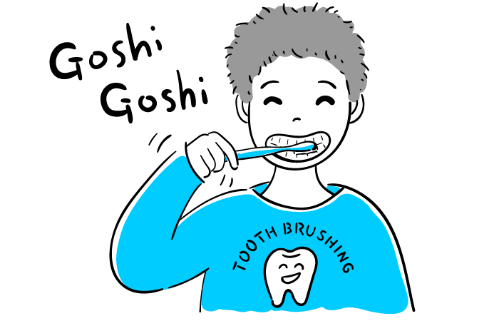 歯磨きをする男の子の無料イラスト素材