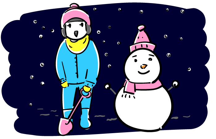 夜の雪だるまと子供のフリーイラスト素材 おしゃれでかわいいフリーイラスト素材 イラストナビ