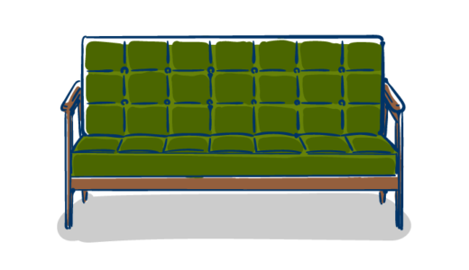 緑色ソファーのフリーイラスト素材