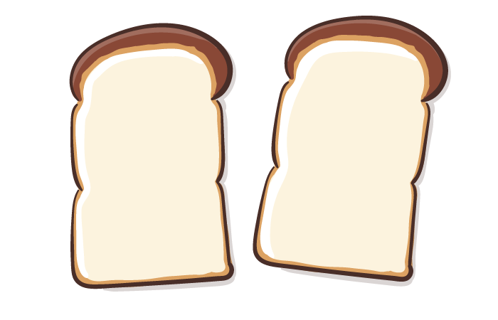 食パン2枚のフリーイラスト素材