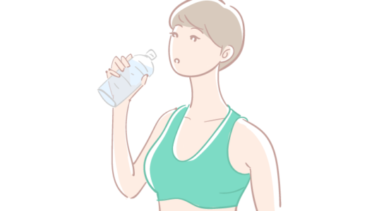 ジムで水を飲む女性の無料イラスト