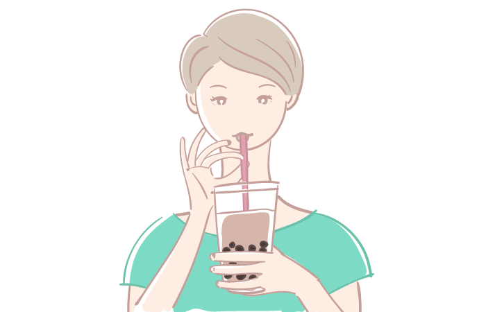 タピオカドリンクを飲む女性の無料イラスト おしゃれでかわいい