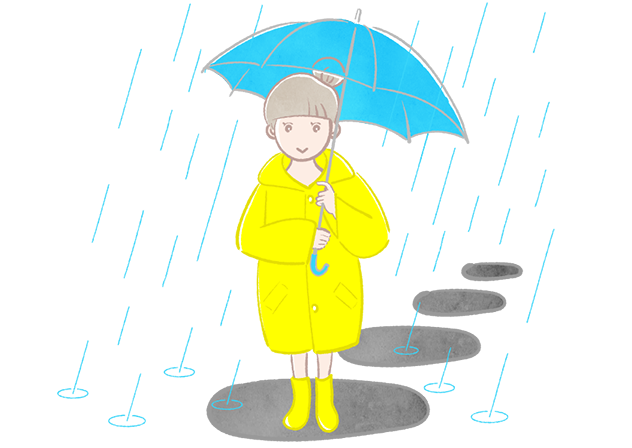 傘をさす少女の無料イラスト