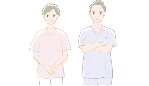 スクラブを着た男性と女性の看護師さんのイラスト（カラー）