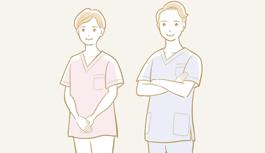 スクラブを着た男性と女性の看護師さんのイラスト