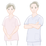 スクラブを着た男性と女性の看護師さんのイラスト（カラー）