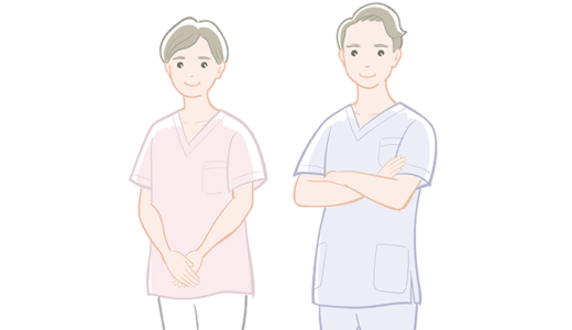 スクラブを着た男性と女性の看護師さんのイラスト（カラー）
