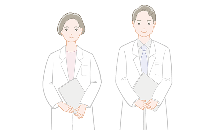 男性医師と女性医師のイラスト（カラー）