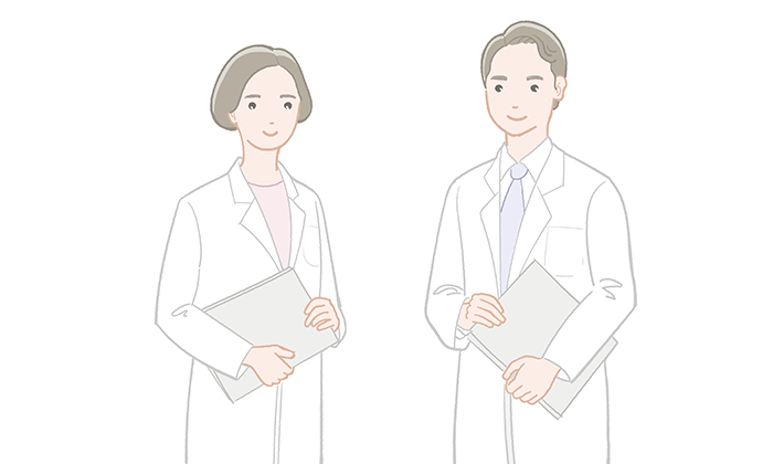 男性医師と女性医師のイラスト（カラー）