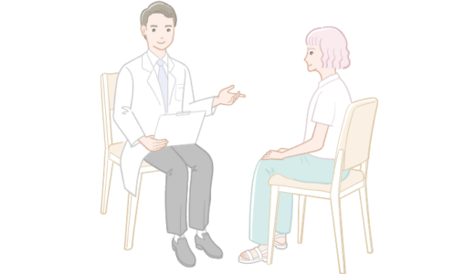 カウンセリングする男性医師のイラスト（カラー）