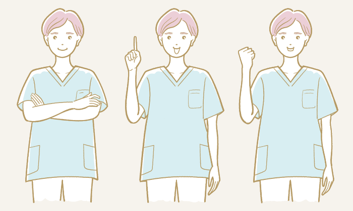 女性看護師のポーズセットイラスト