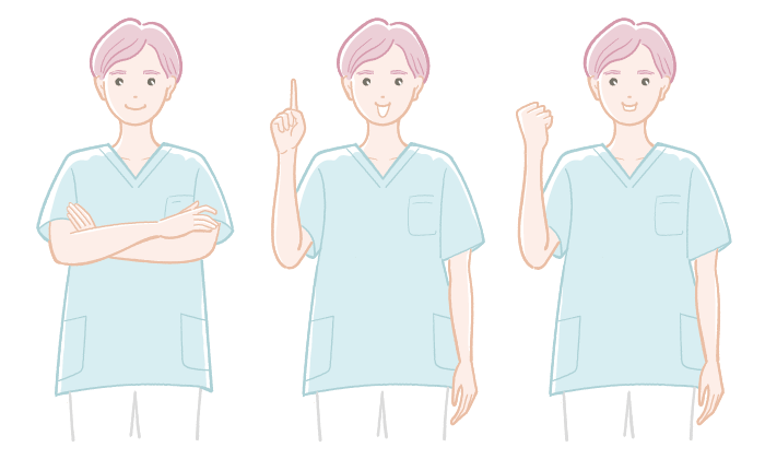 女性看護師のポーズセットイラスト（カラー）
