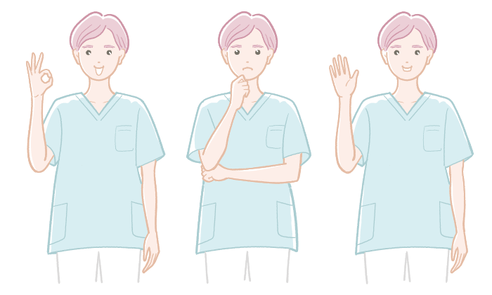 女性看護師のポーズセットイラスト（カラー）