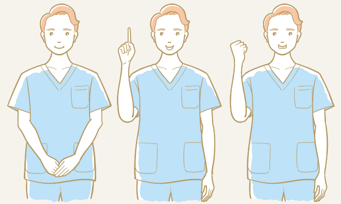男性看護師のポーズセットイラスト
