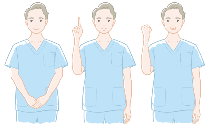 男性看護師のポーズセットイラスト（カラー）