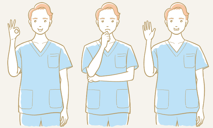 男性看護師のポーズセットイラスト