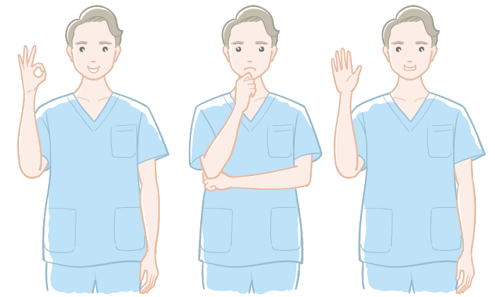 男性看護師のポーズセットイラスト（カラー）