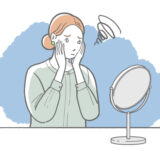 女性が鏡を見て悩んでいるイラスト