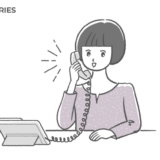 ボブヘアの女性が電話受付をしているフリーイラスト
