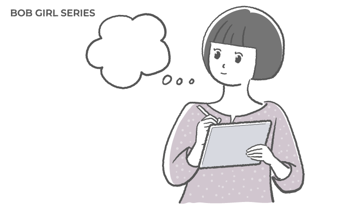 タブレットを使う女性のフリーイラスト