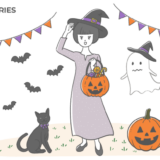 ハロウィーンで仮装する女性のフリーイラスト